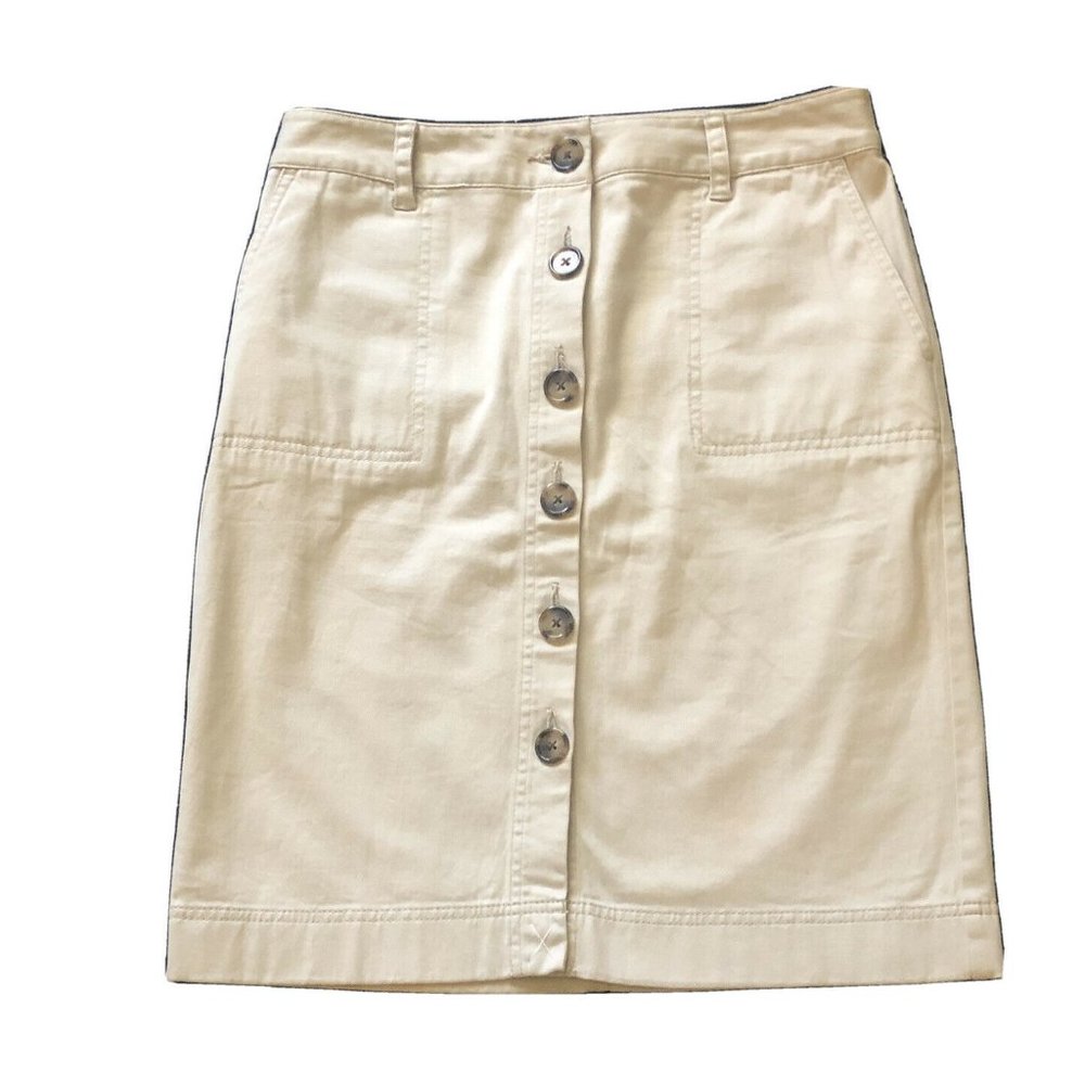 NWT Ann Taylor Khaki Skirt Button Front Size 6